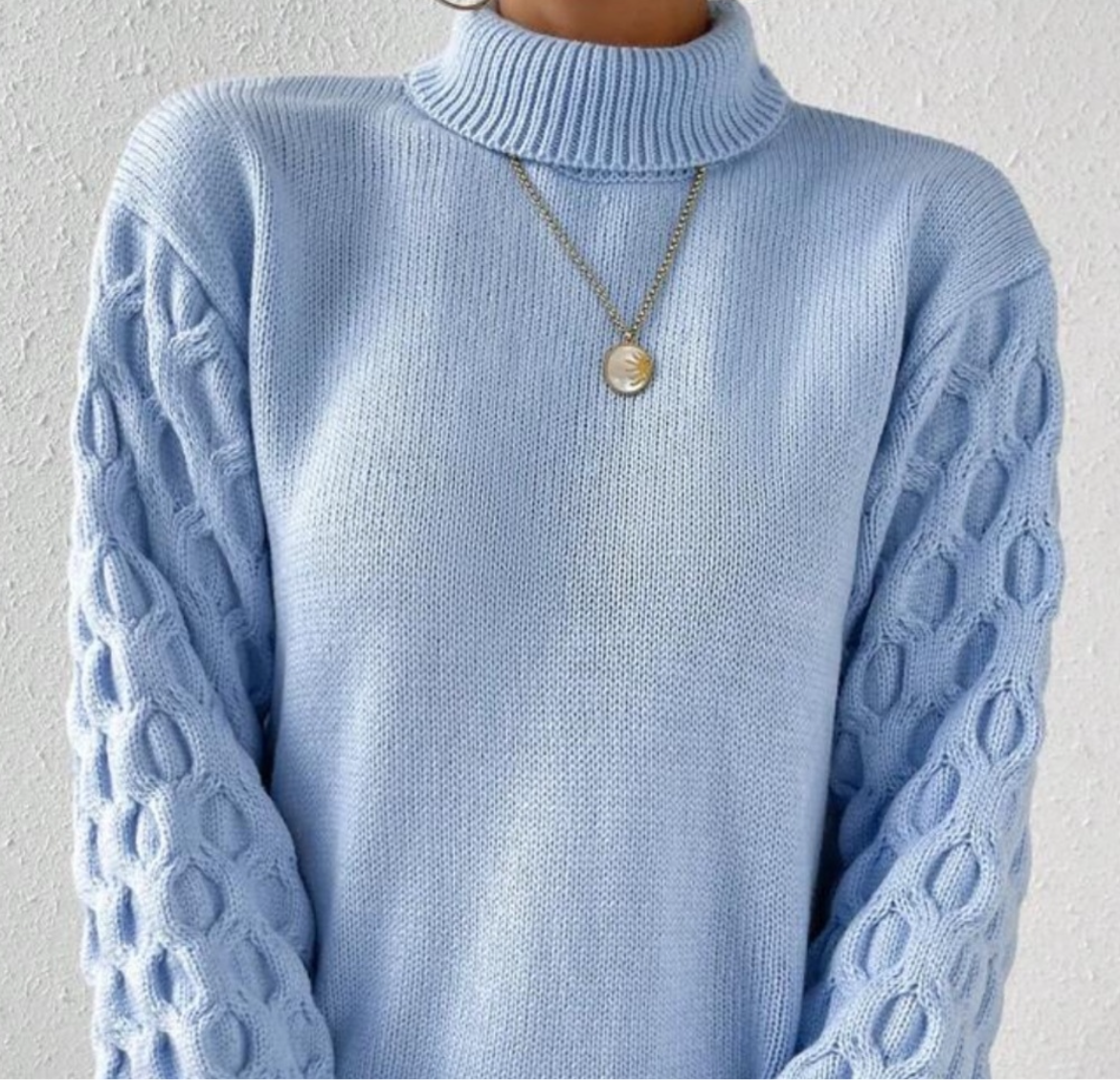 Sky Periwinkle Blue Bell Sleeved Sweater