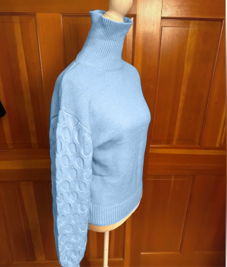 Sky Periwinkle Blue Bell Sleeved Sweater