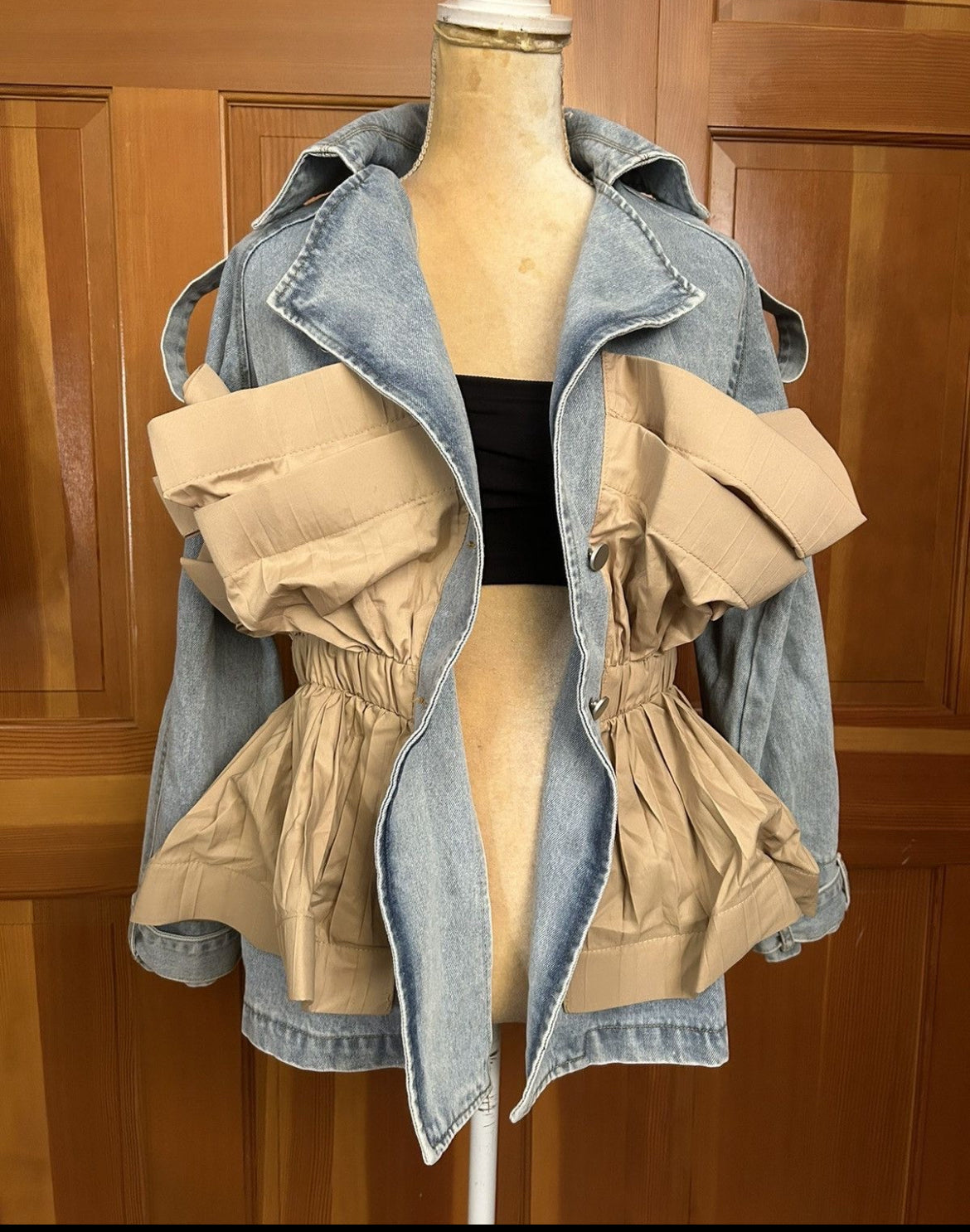 Ruffle Patchwork Denim Jacket