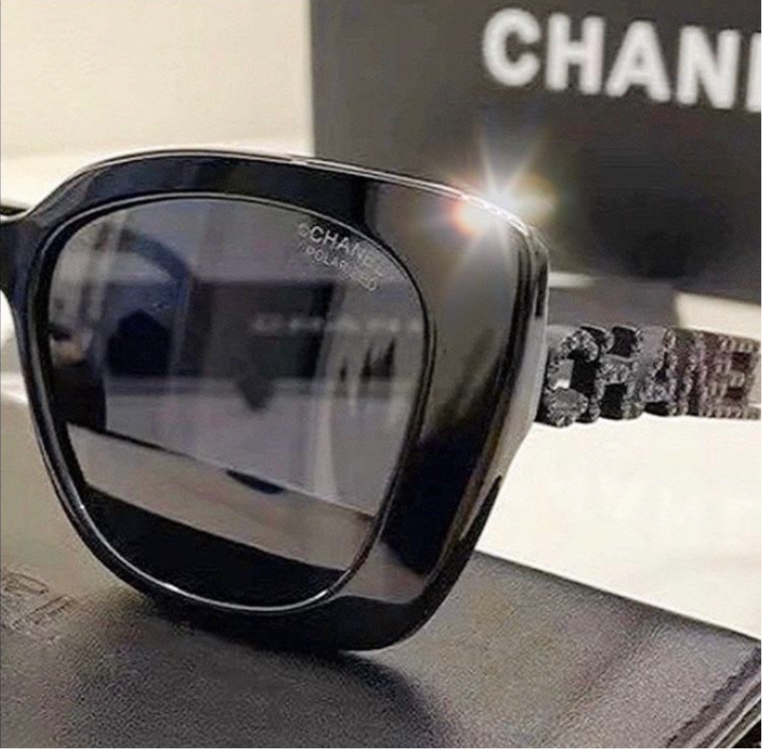 Acetate Strass Square Polarized Sunglasses