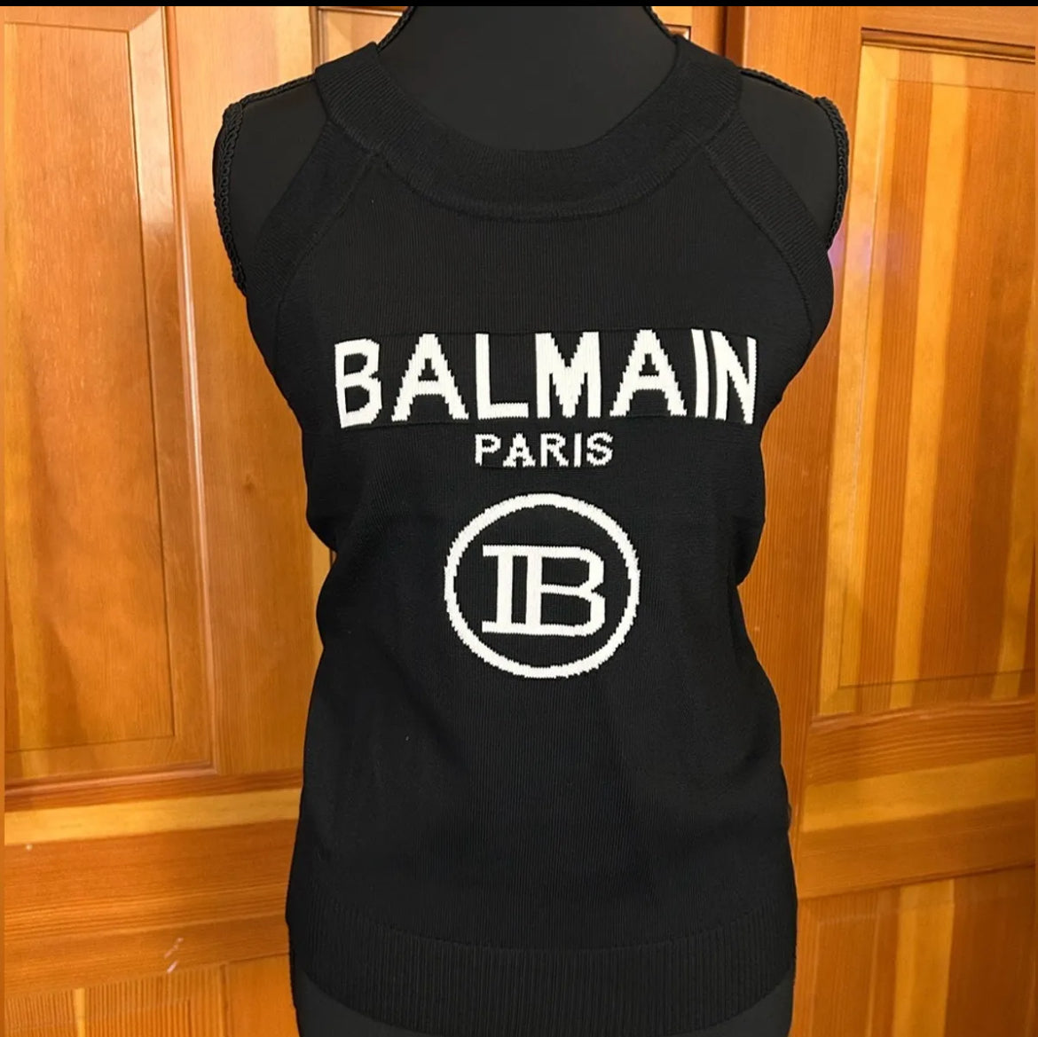 Balmain Paris Knit Halter Tank.