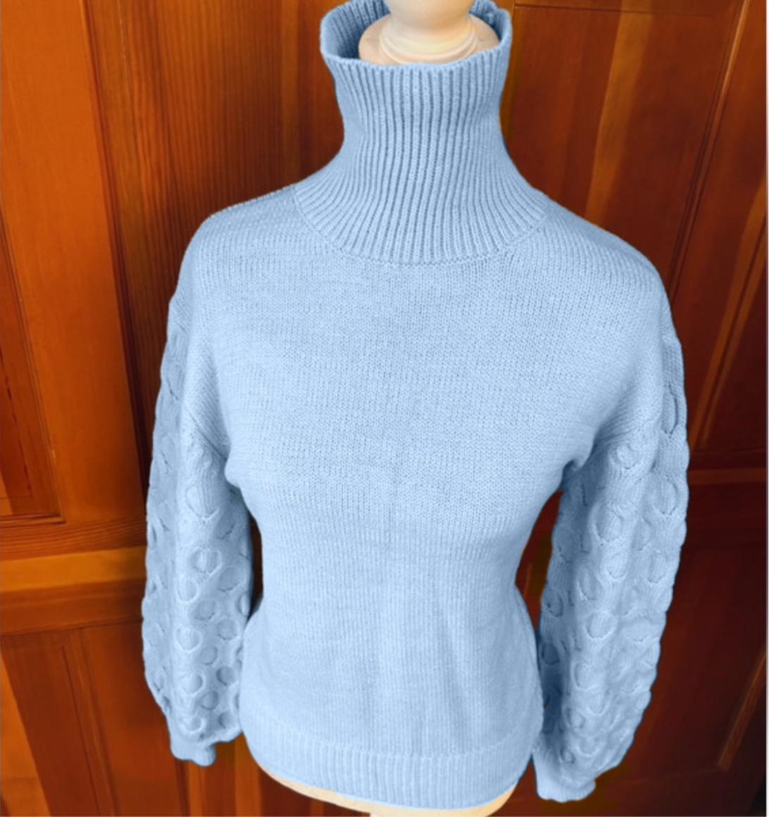 Sky Periwinkle Blue Bell Sleeved Sweater