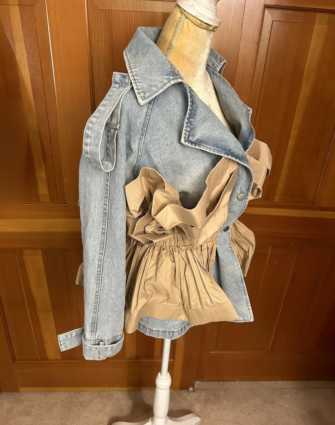 Ruffle Patchwork Denim Jacket