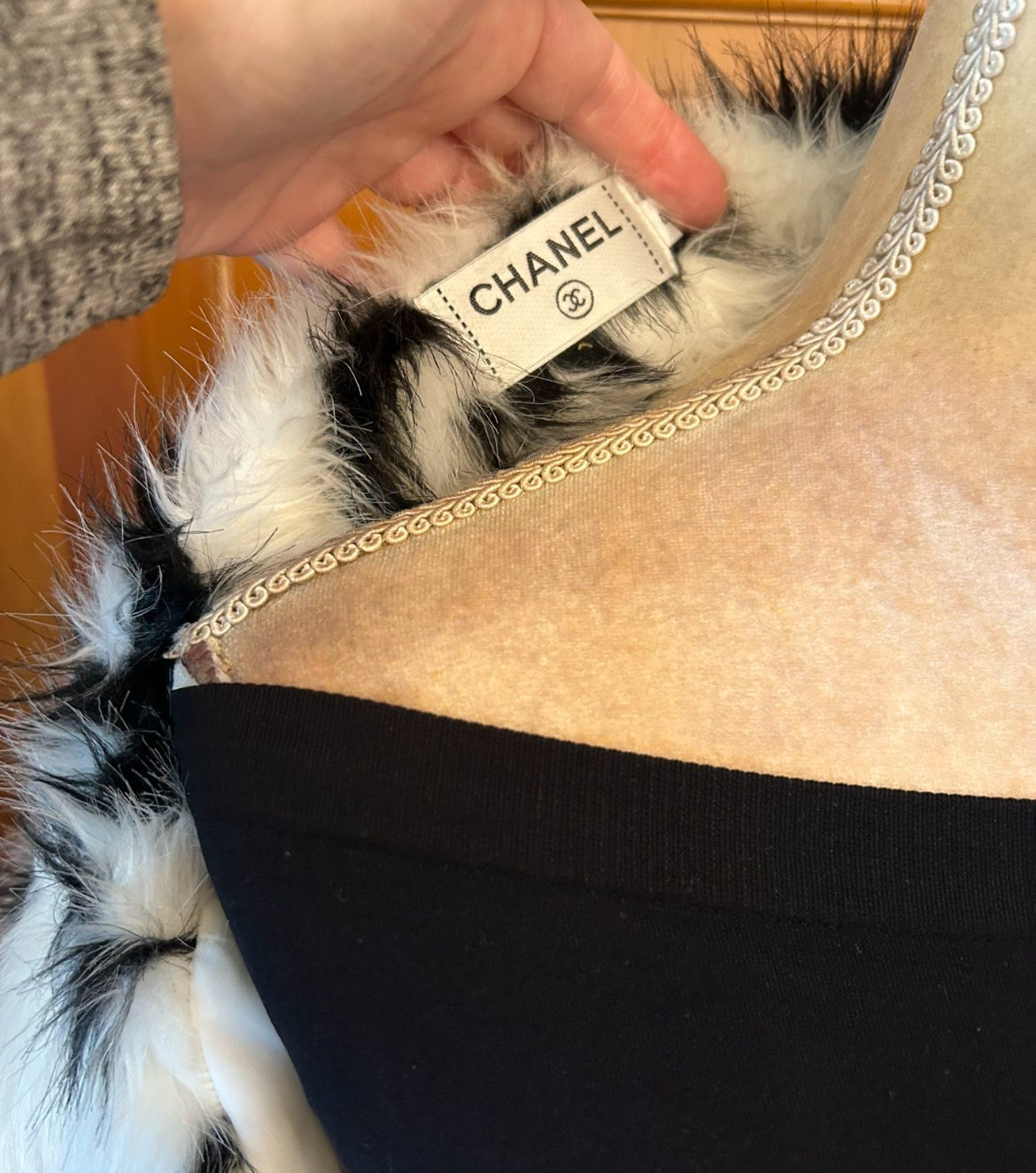 CC Salomon White and Black Faux Fur Designer Coat.