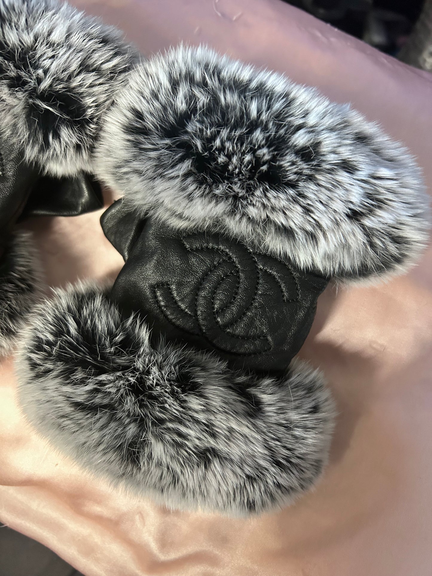 Chanel Fingerless Faux Fur Gloves
