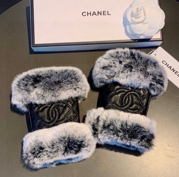 Chanel Fingerless Faux Fur Gloves