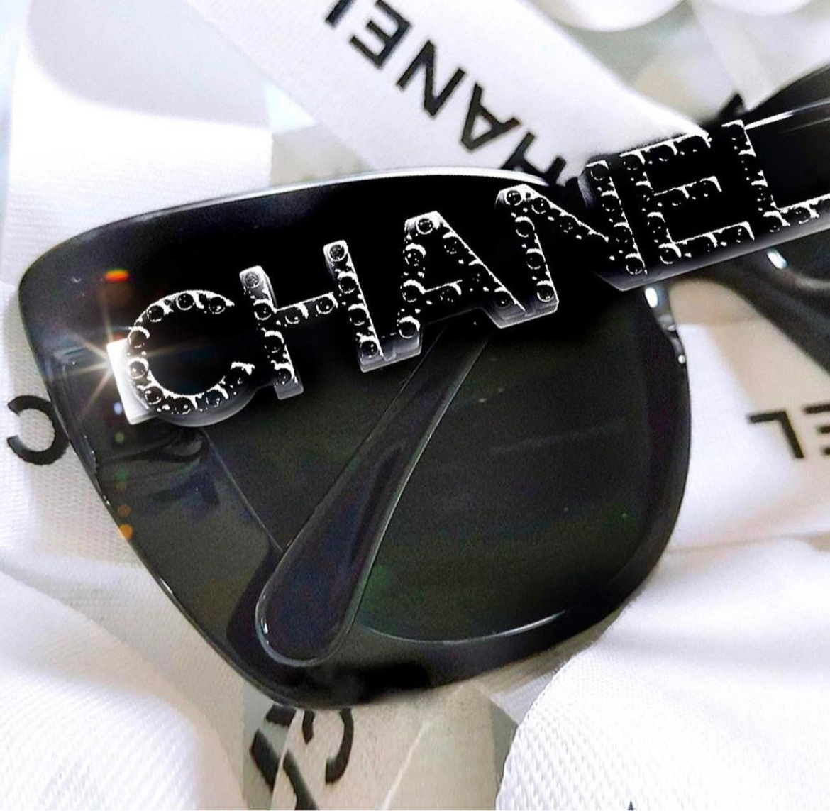 Acetate Strass Square Polarized Sunglasses