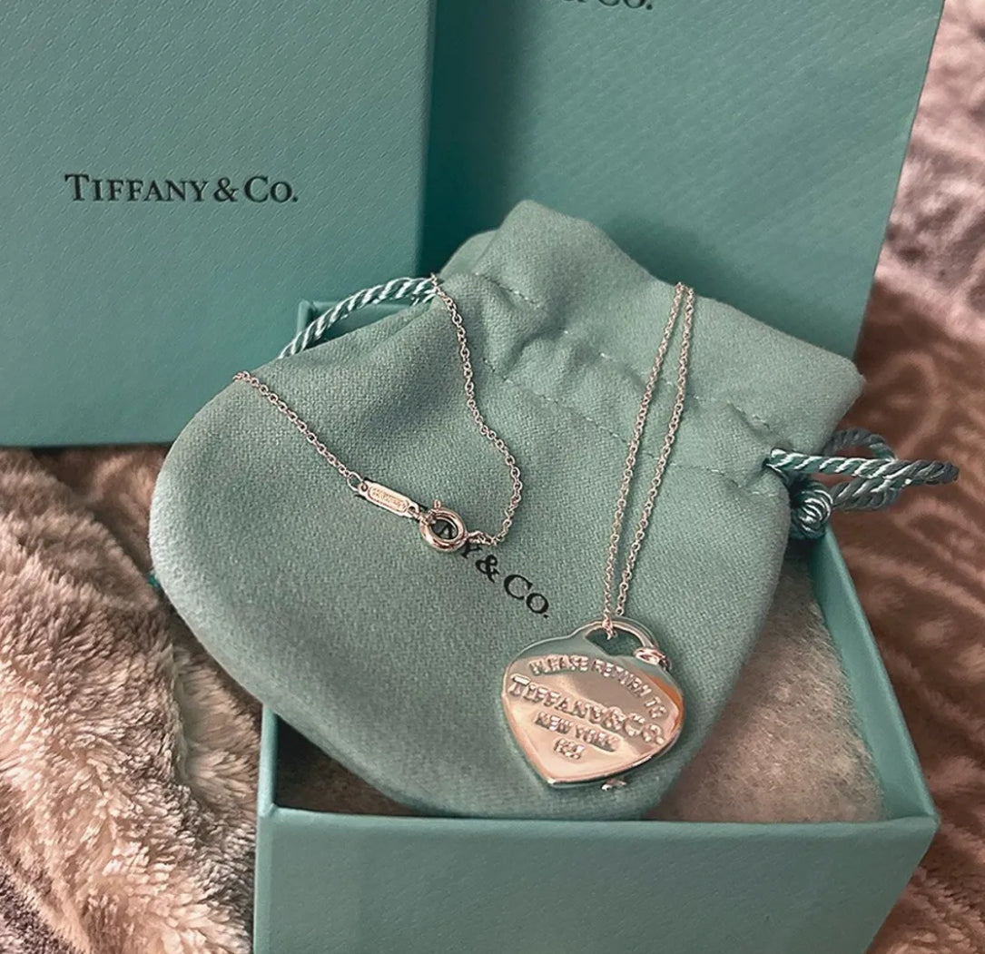 Silver Heart Stamped Pendant and Key Necklace