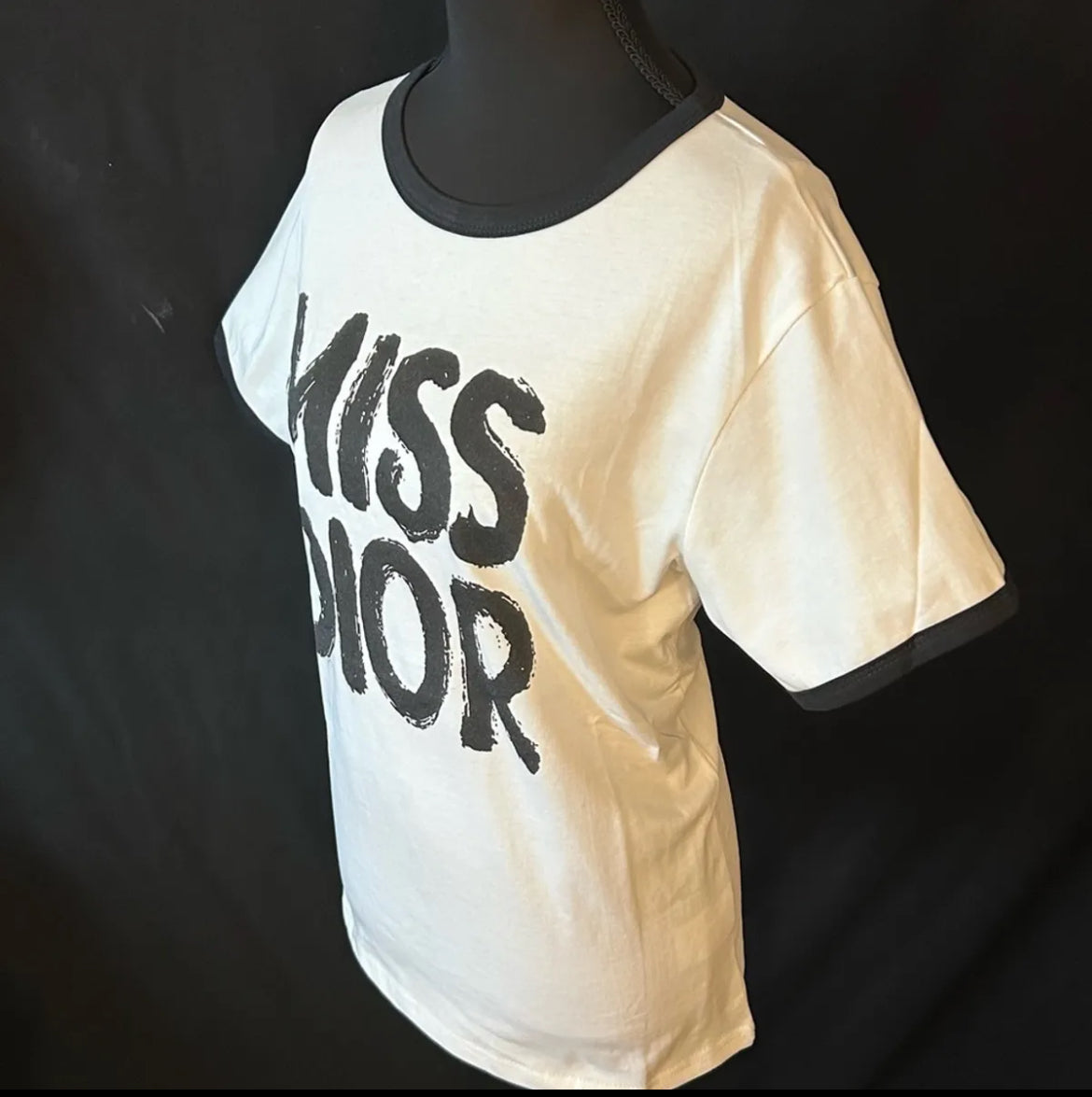 DIOR White Cotton Tee Miss Dior Graffiti Motif