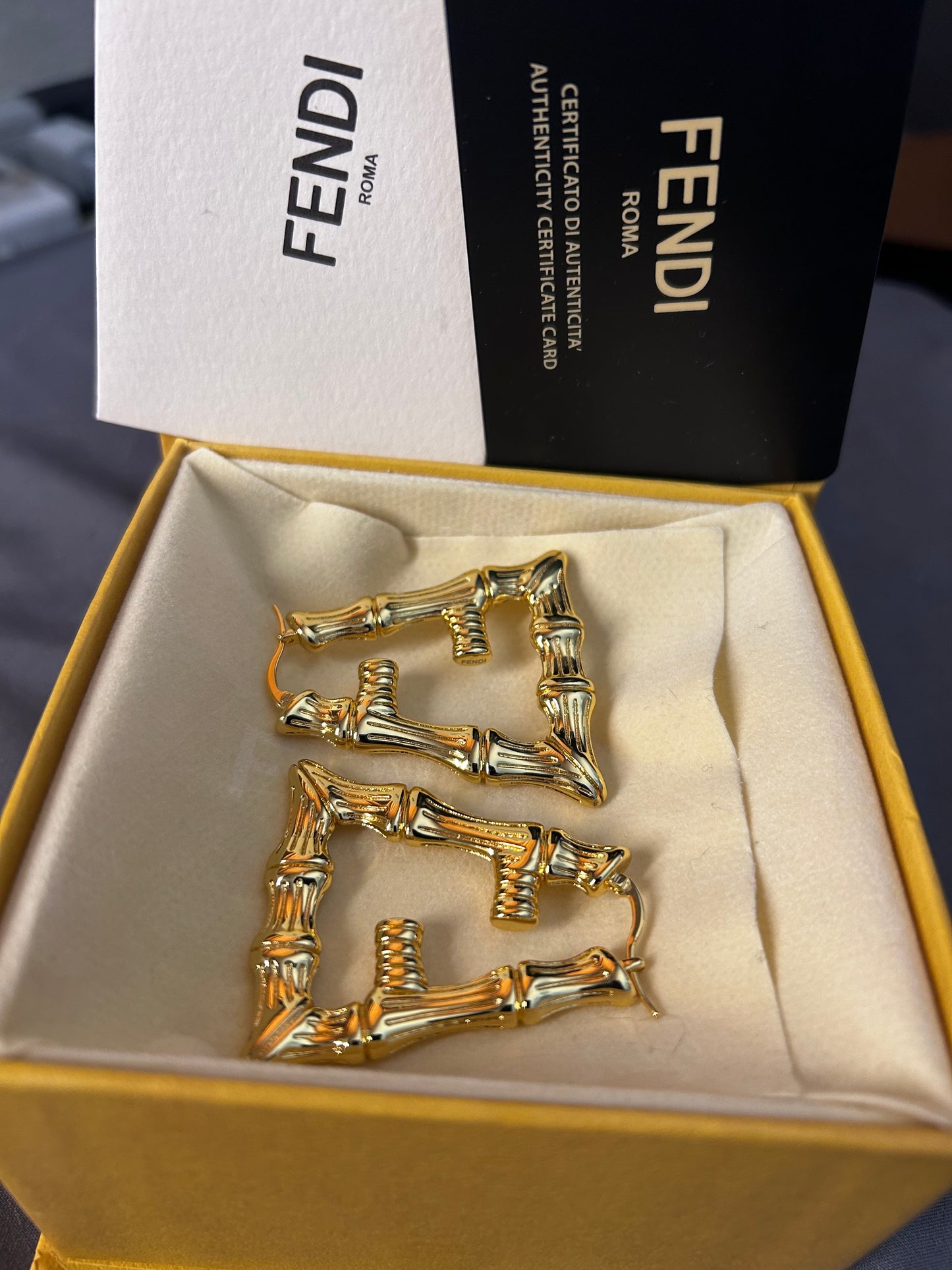Large Gold BAMBOO Style Earrings