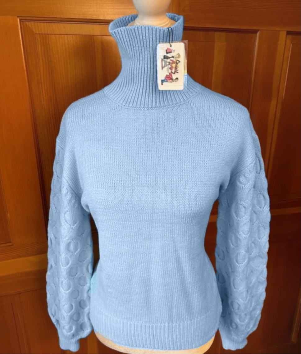 Sky Periwinkle Blue Bell Sleeved Sweater