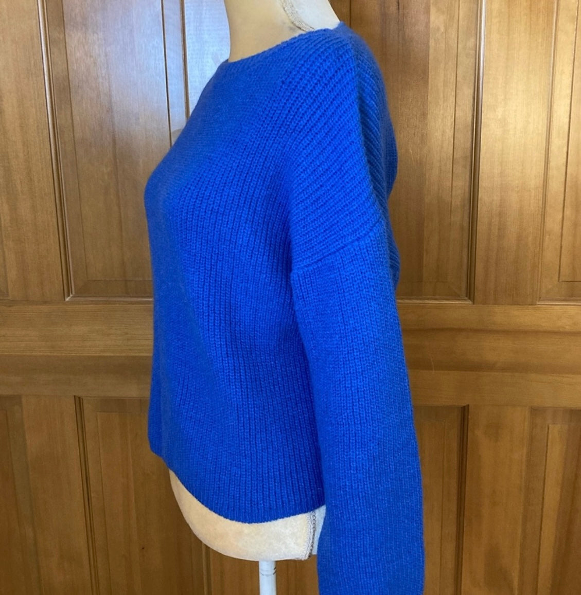 Royal Blue Drop Shoulder Ribbed knit Sweater
