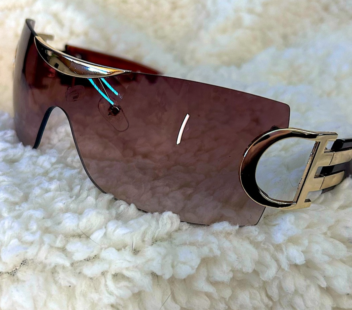 Gold Tea Shield Style Glamour Sunglasses