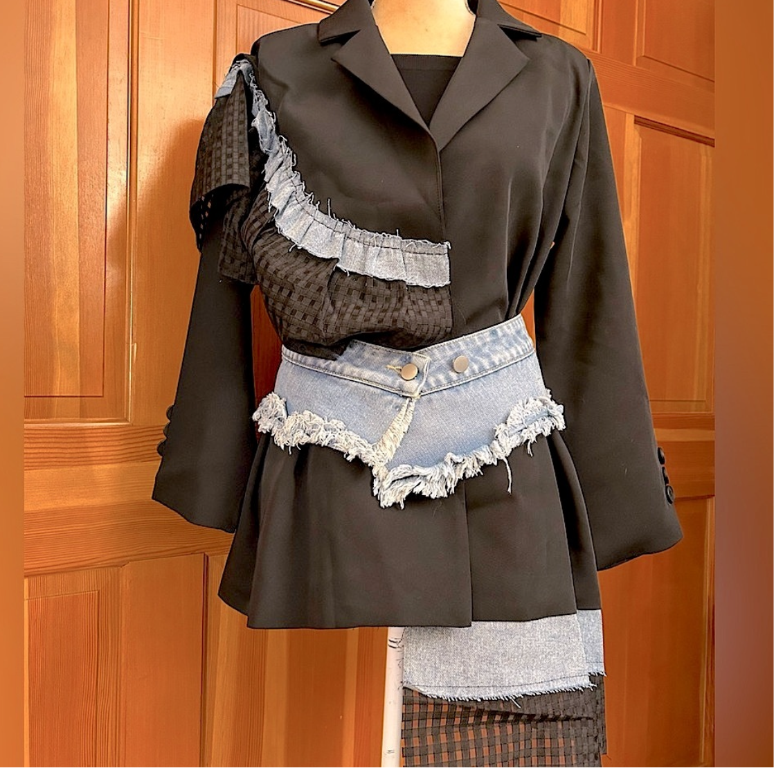 Designer Denim Patchwork Blazer