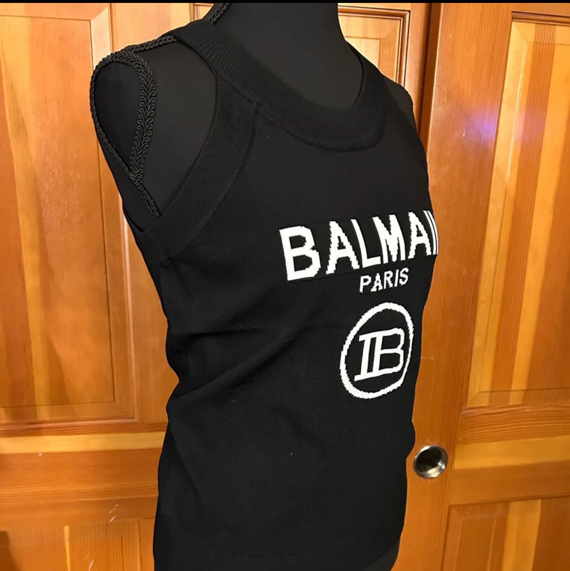 Balmain Paris Knit Halter Tank.