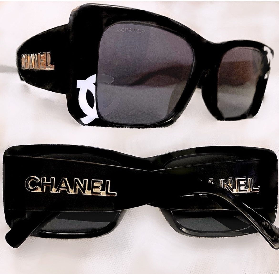 Acetate CC Logo Square Sunglasses