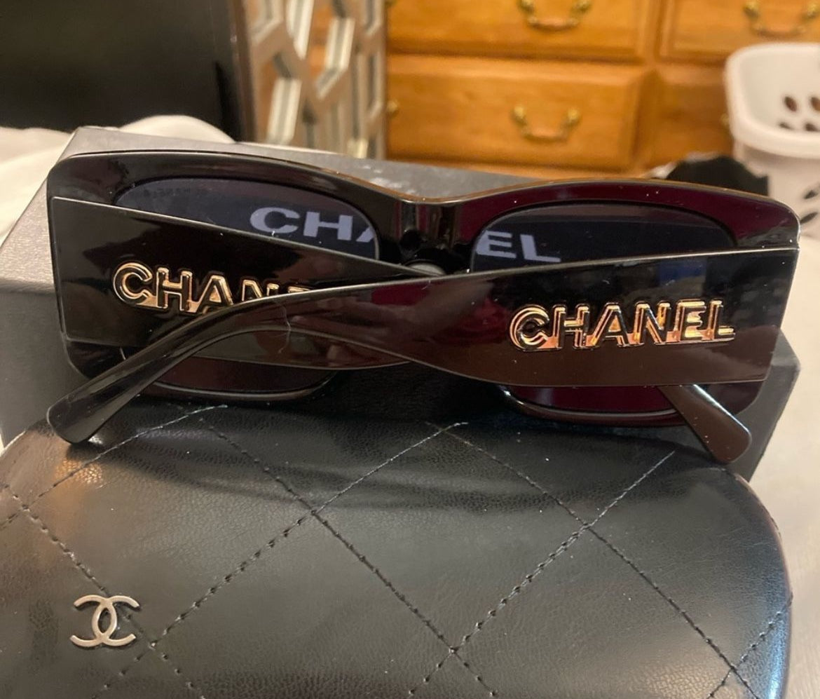 Acetate CC Logo Square Sunglasses