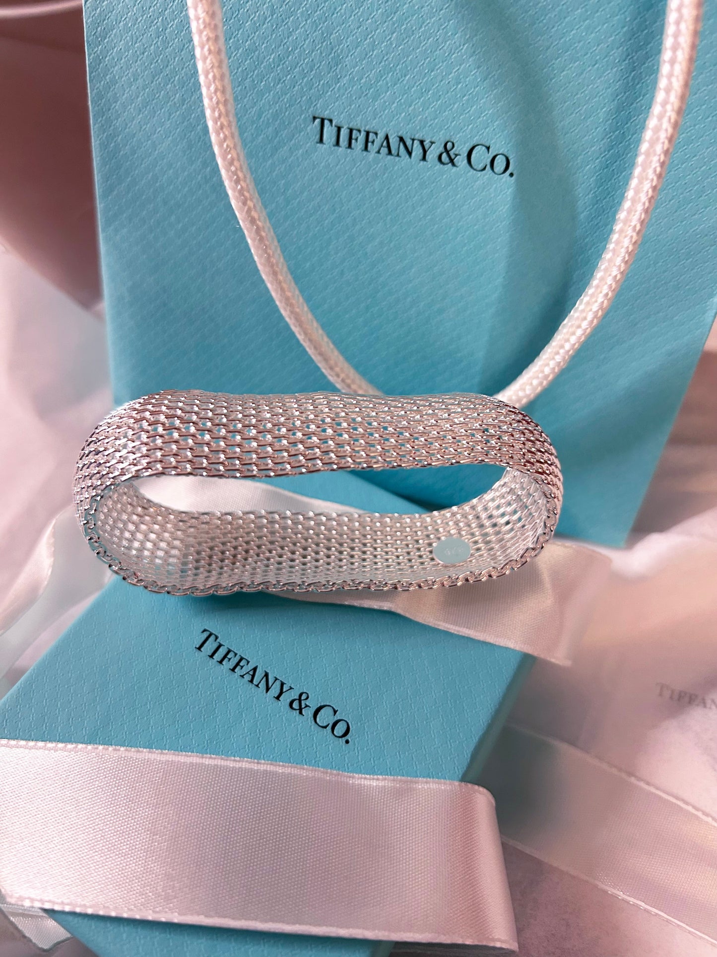 925 Sterling Silver Dense Mesh Women's Bangle Bracelet