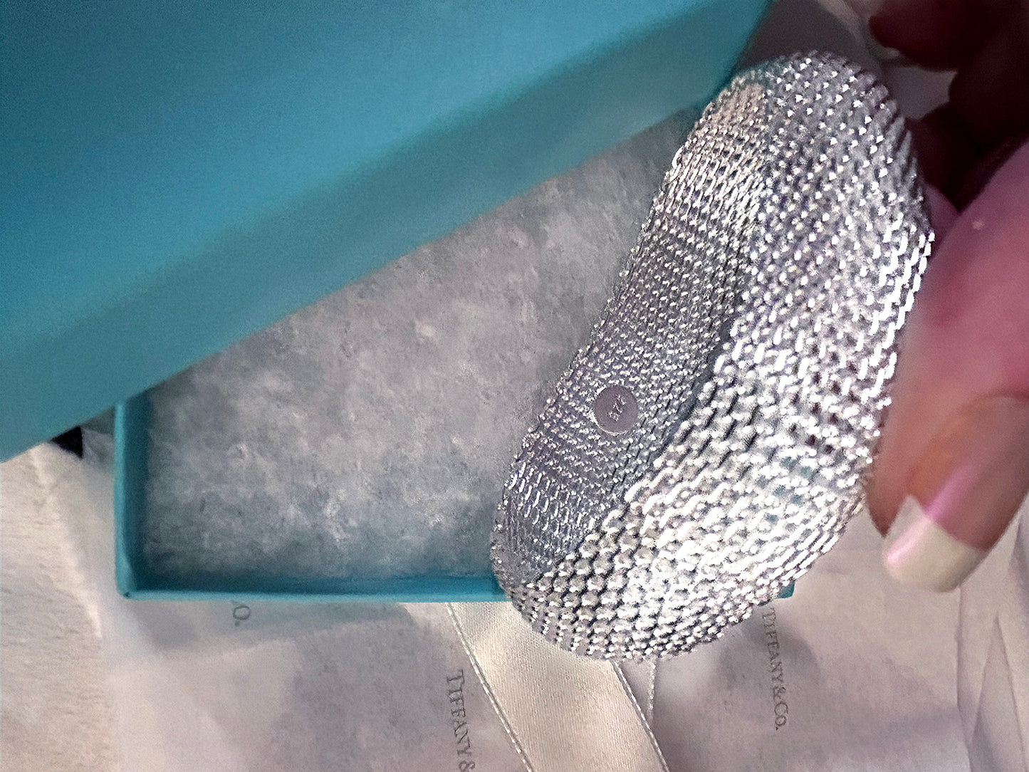 925 Sterling Silver Dense Mesh Women's Bangle Bracelet