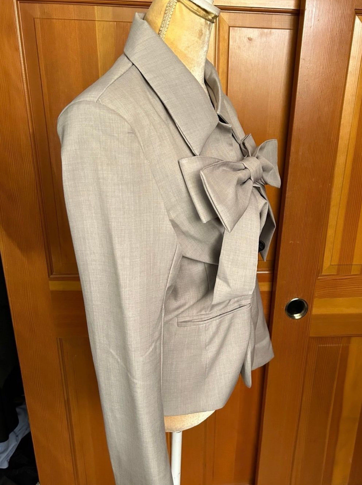 Gray Bowknot Designer Shirt.