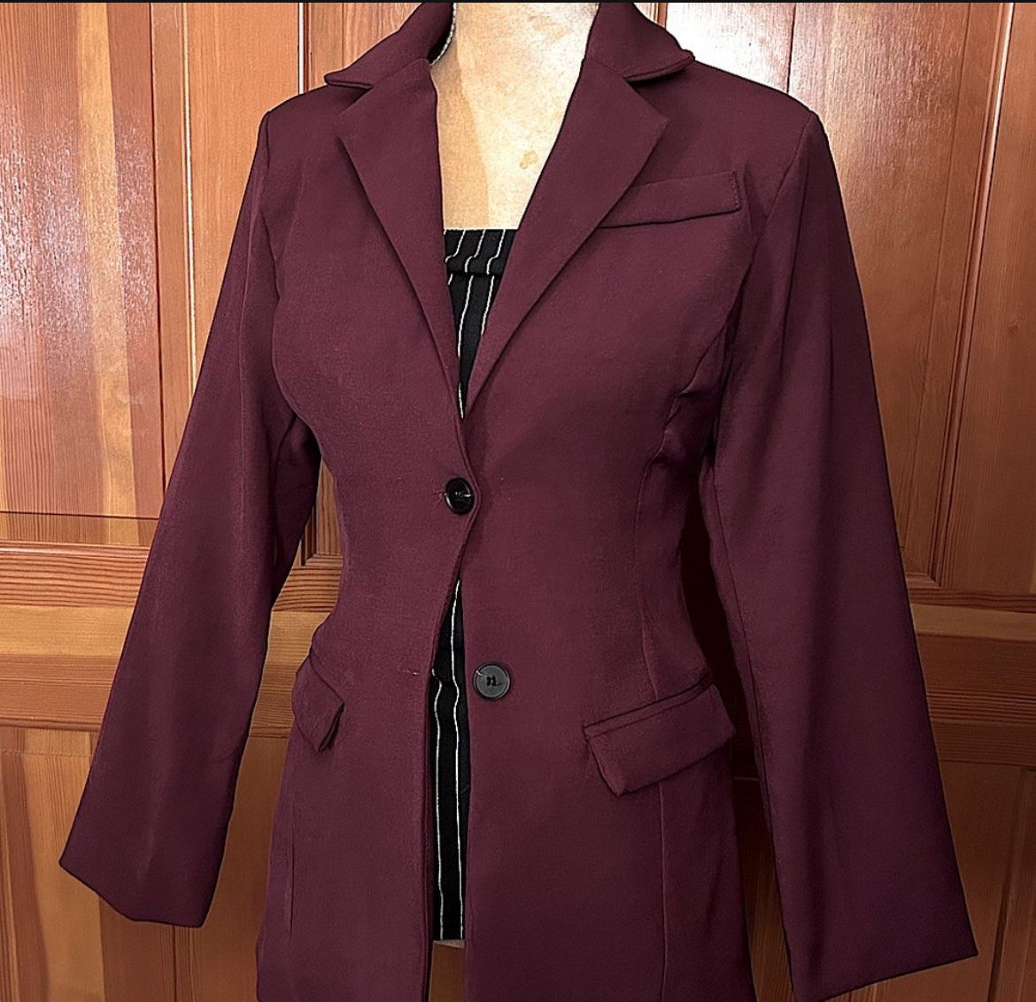 Red Wine Single Breasted Blazer