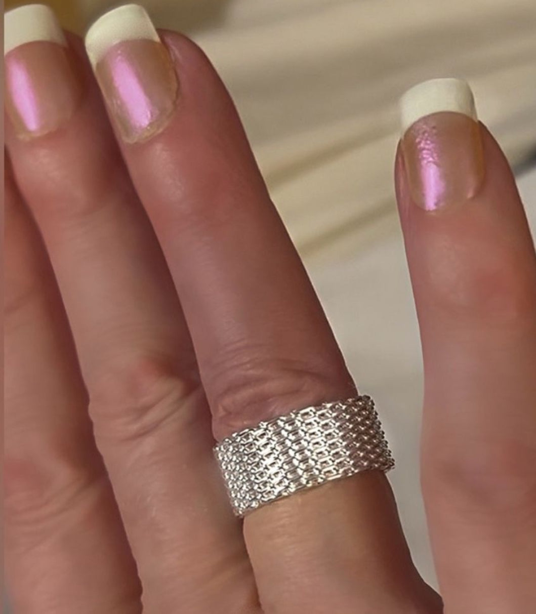 925 Silver Dense Mesh Band Ring