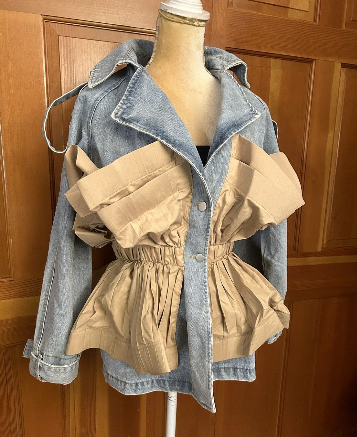 Ruffle Patchwork Denim Jacket