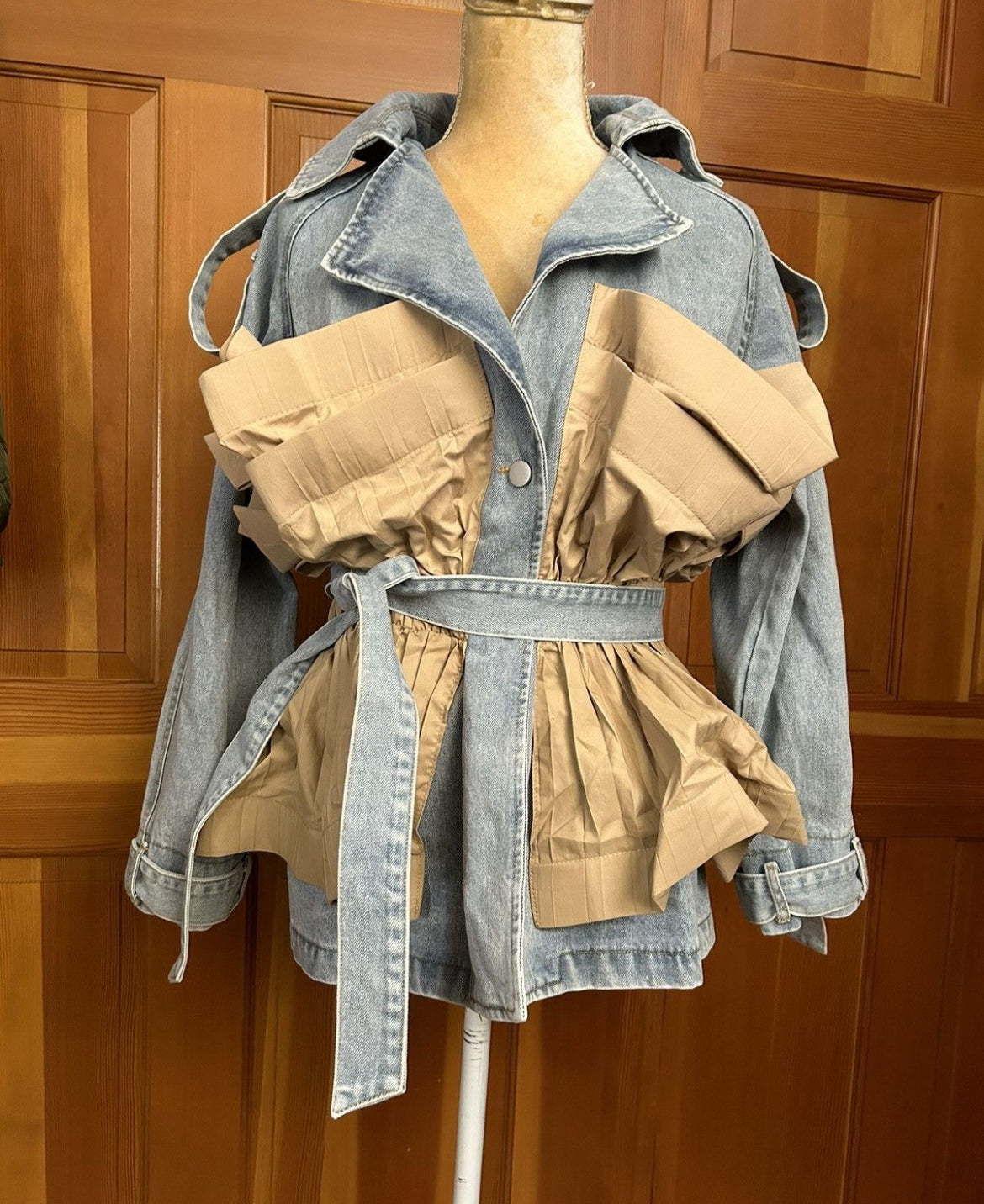 Ruffle Patchwork Denim Jacket