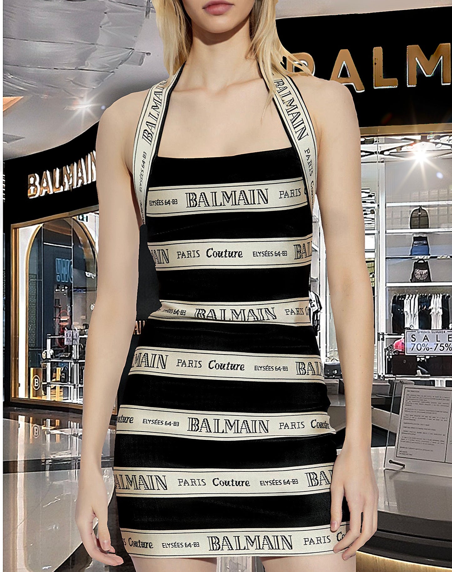 Halter Neck Knit Bandage Style Mini dress.