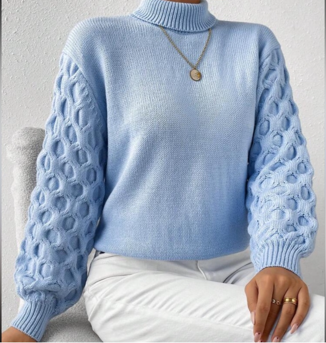Sky Periwinkle Blue Bell Sleeved Sweater