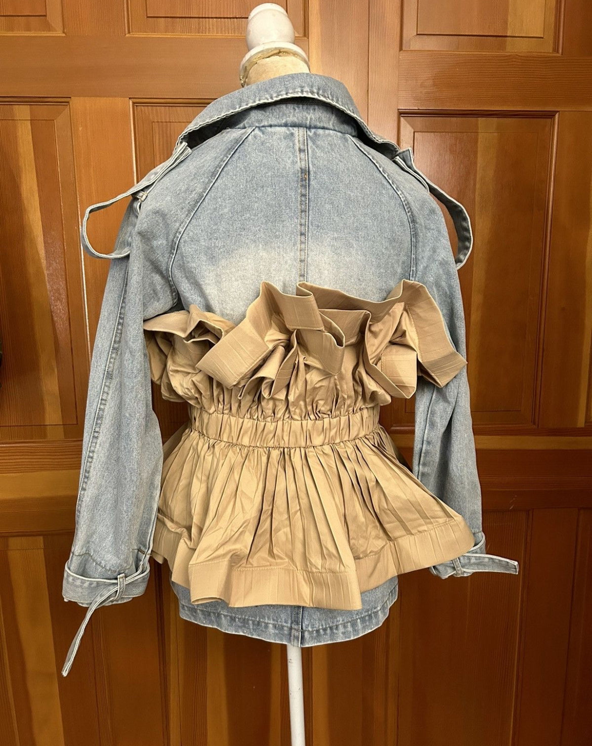 Ruffle Patchwork Denim Jacket