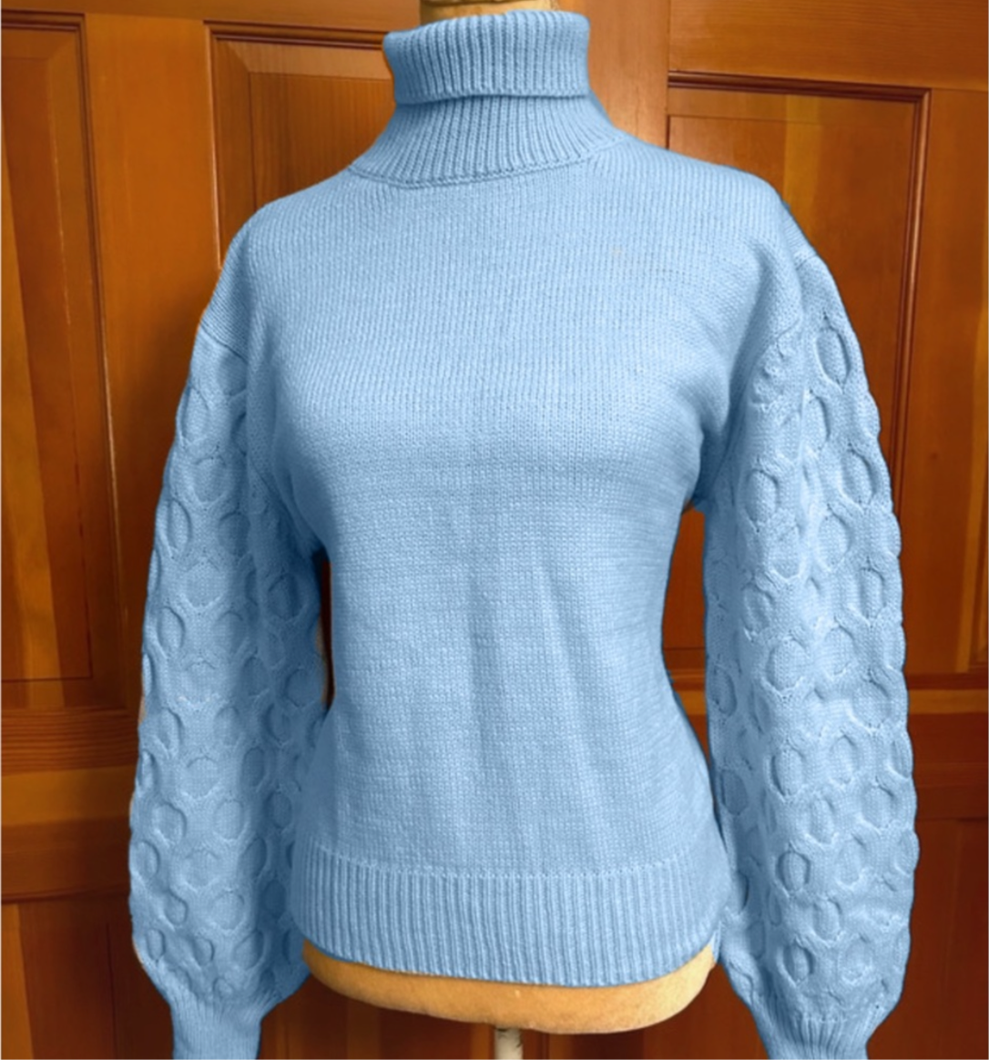 Sky Periwinkle Blue Bell Sleeved Sweater