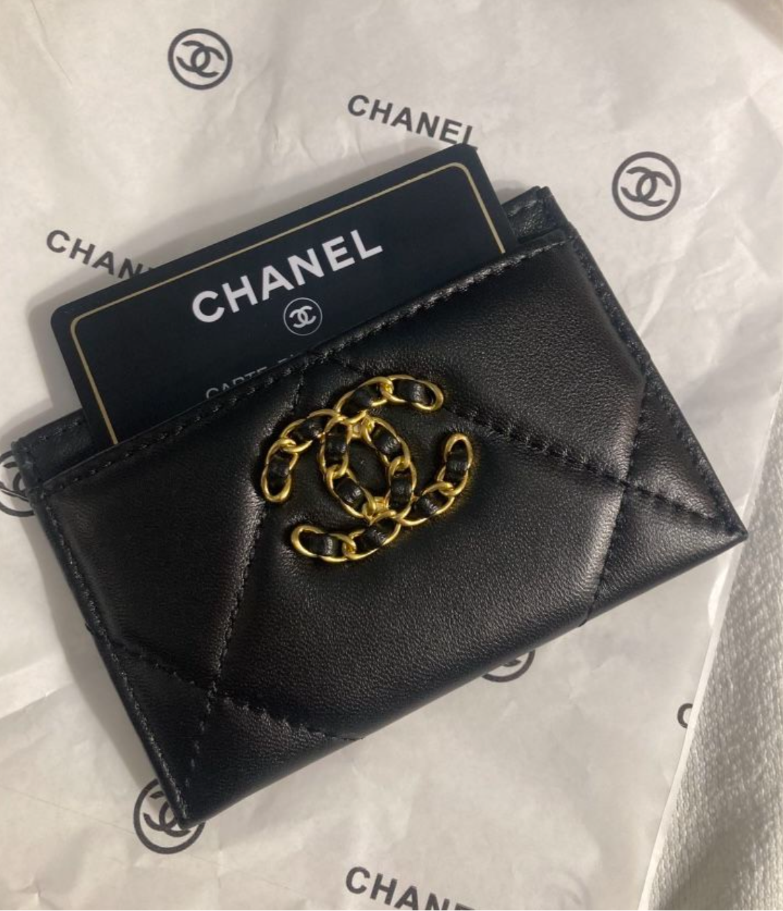 Quilted Black Leather Cardholder