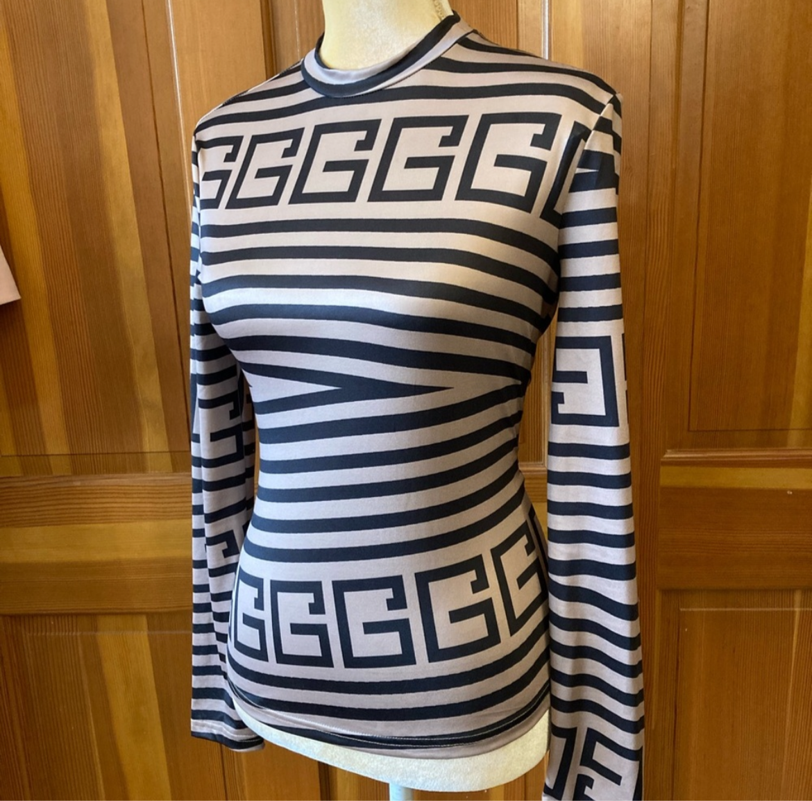 Balmaini Print Designer Mock Tee Blouse.