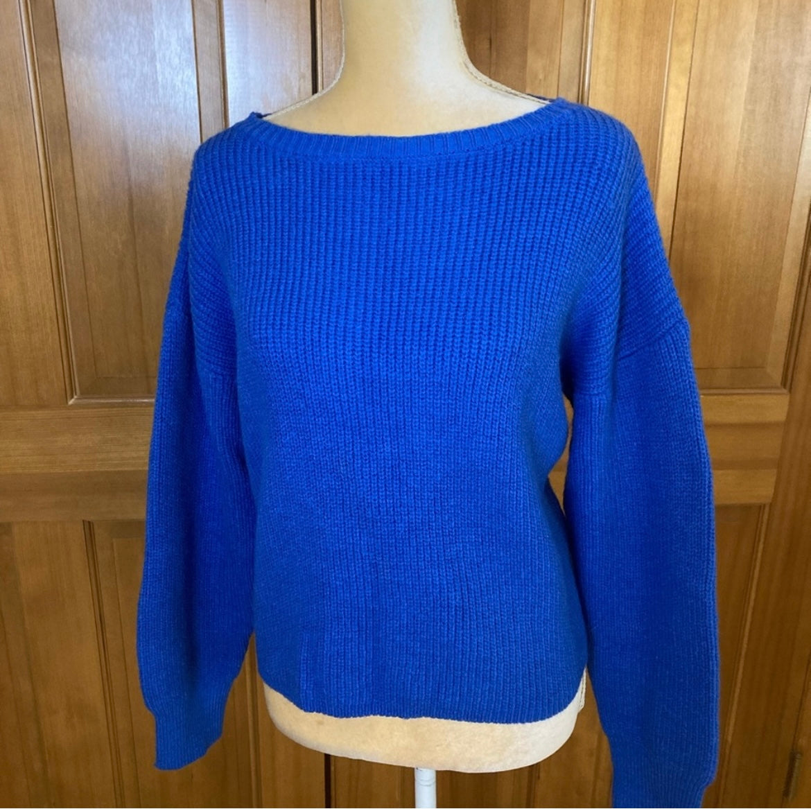 Royal Blue Drop Shoulder Ribbed knit Sweater