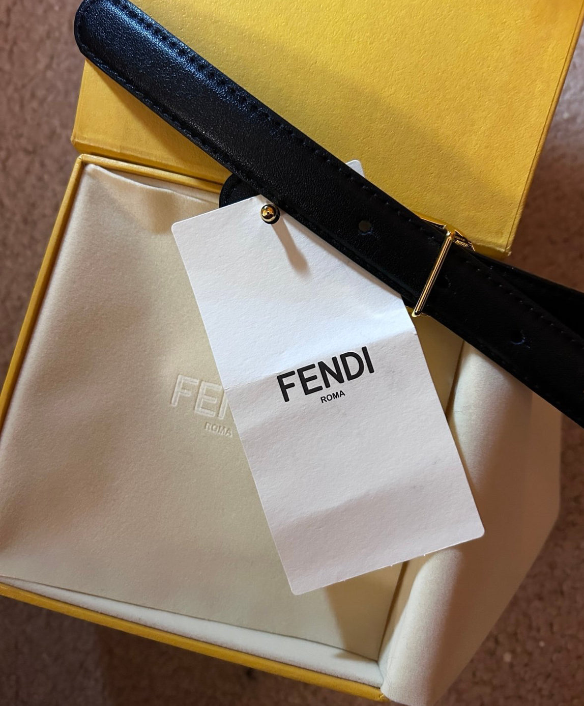 Gold Finish O'Lock Leather Buckle Belt with Box