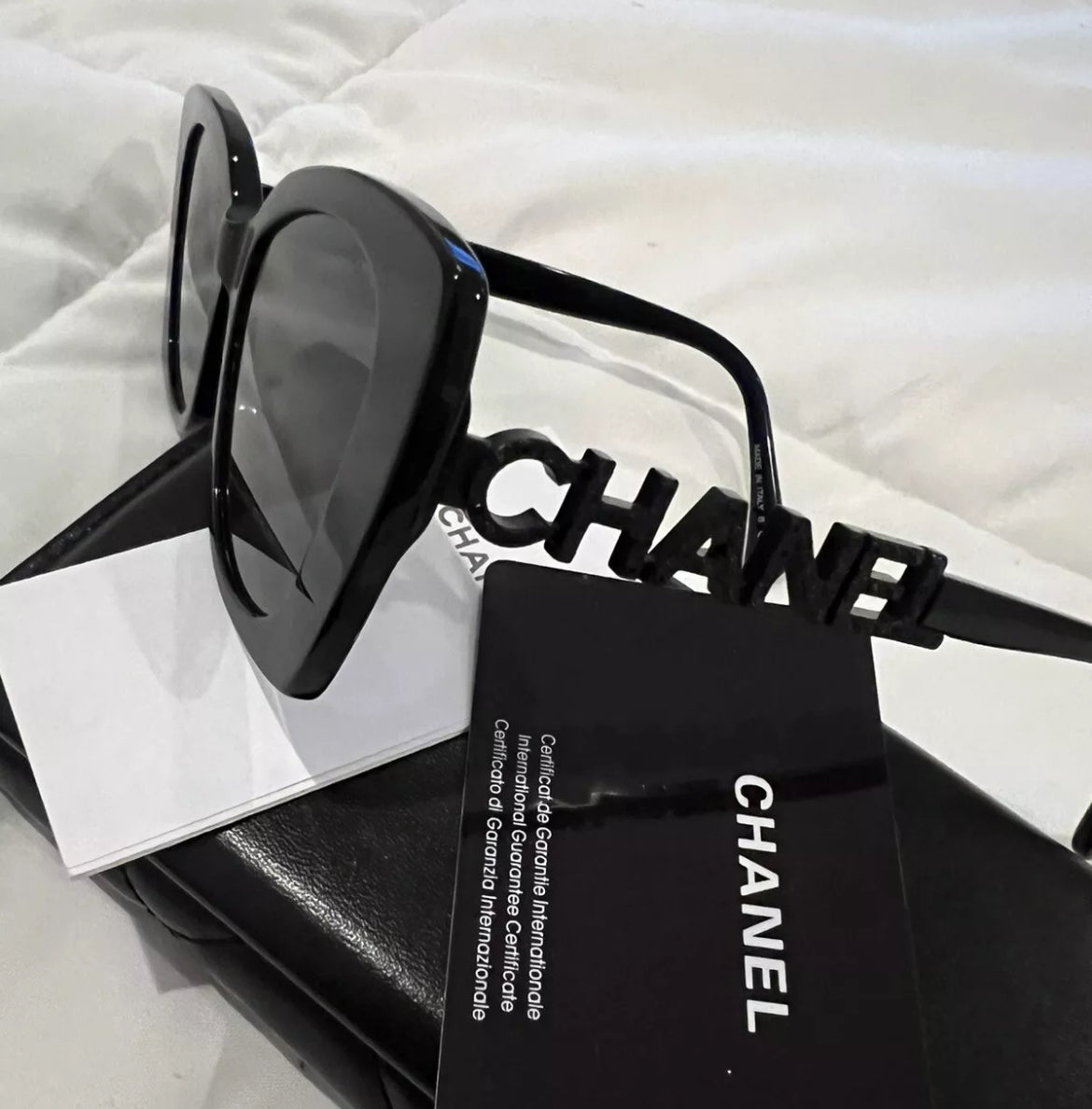 Acetate Strass Square Polarized Sunglasses