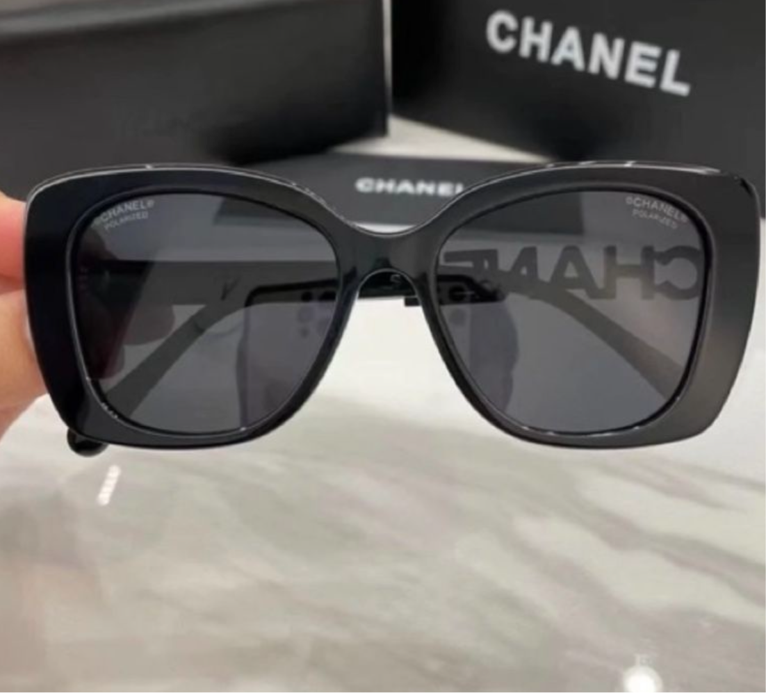 Acetate Strass Square Polarized Sunglasses