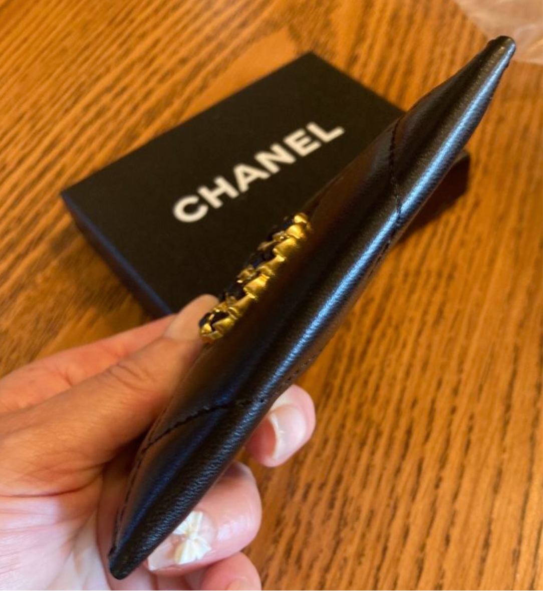 Quilted Black Leather Cardholder