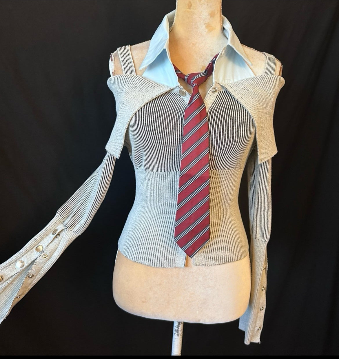 Off-shoulder Knitted Tie Design Blouse