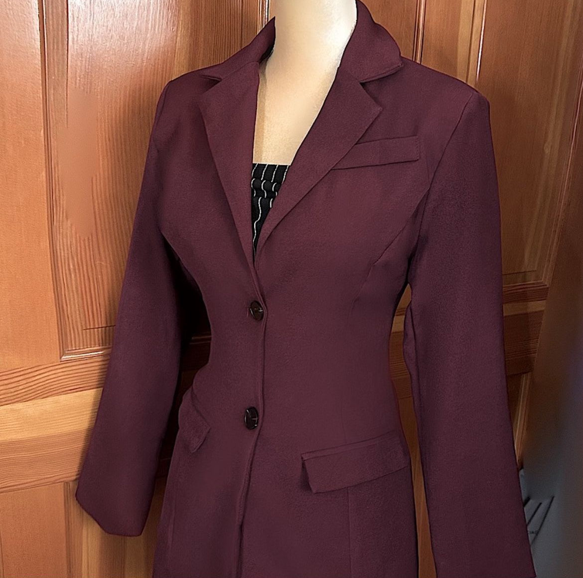 Red Wine Single Breasted Blazer