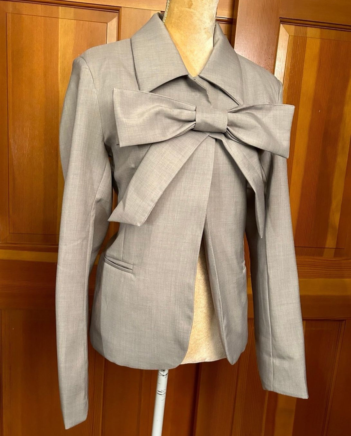 Gray Bowknot Designer Shirt.