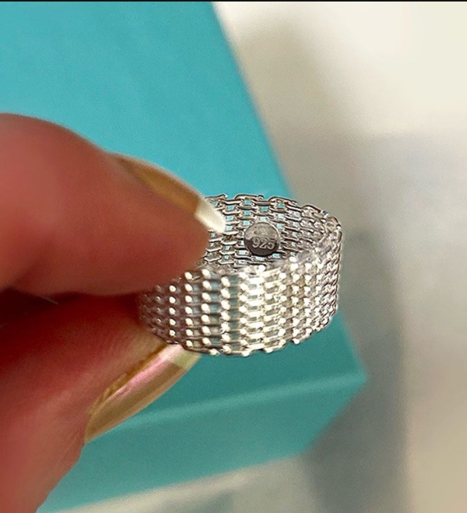 925 Silver Dense Mesh Band Ring