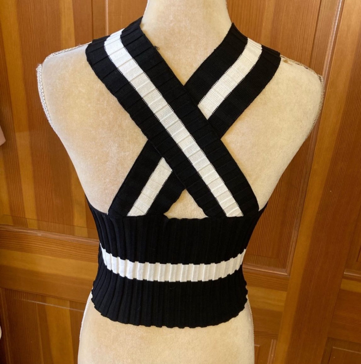 Crisscross Back Halter Knit Top