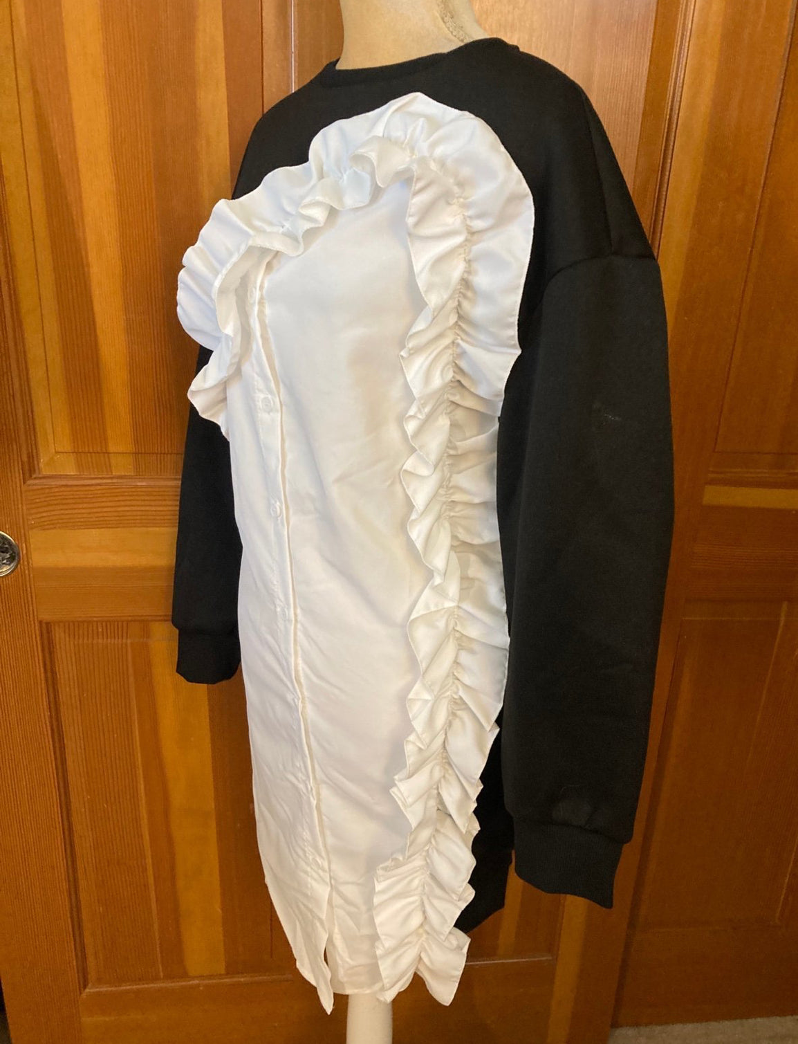 Ruffle Trim Button Dress