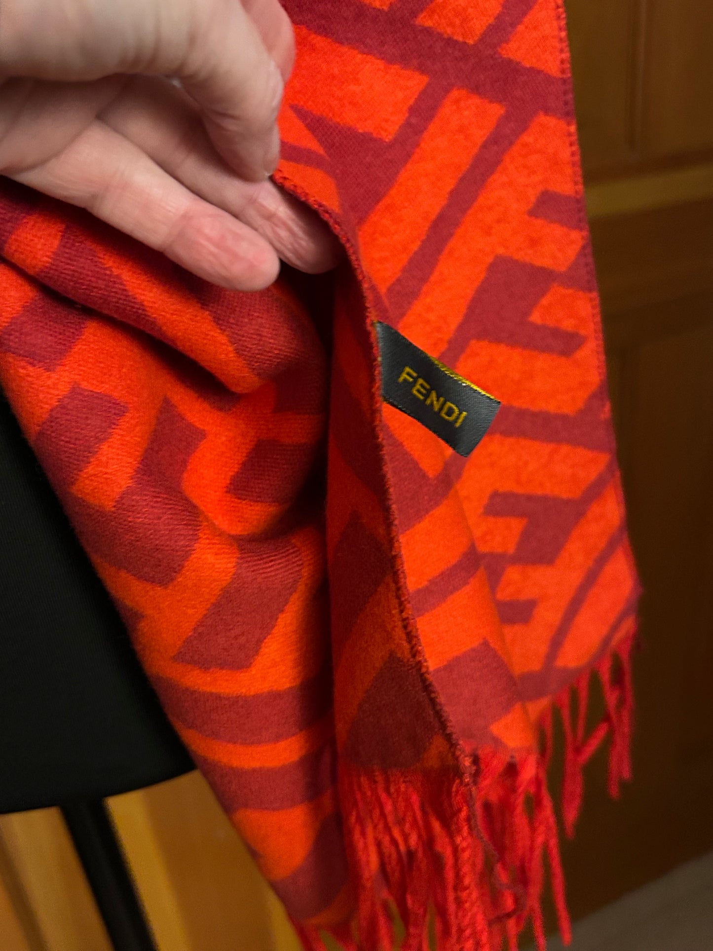 Jacquard Red Tasseled Scarf