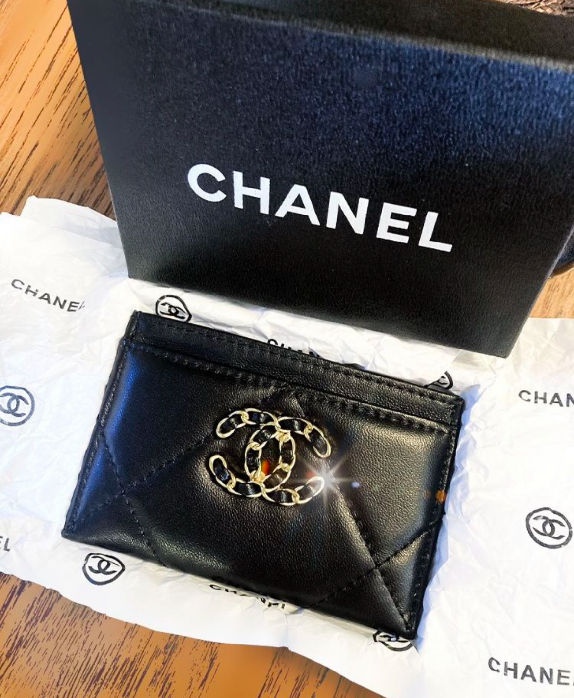 Quilted Black Leather Cardholder