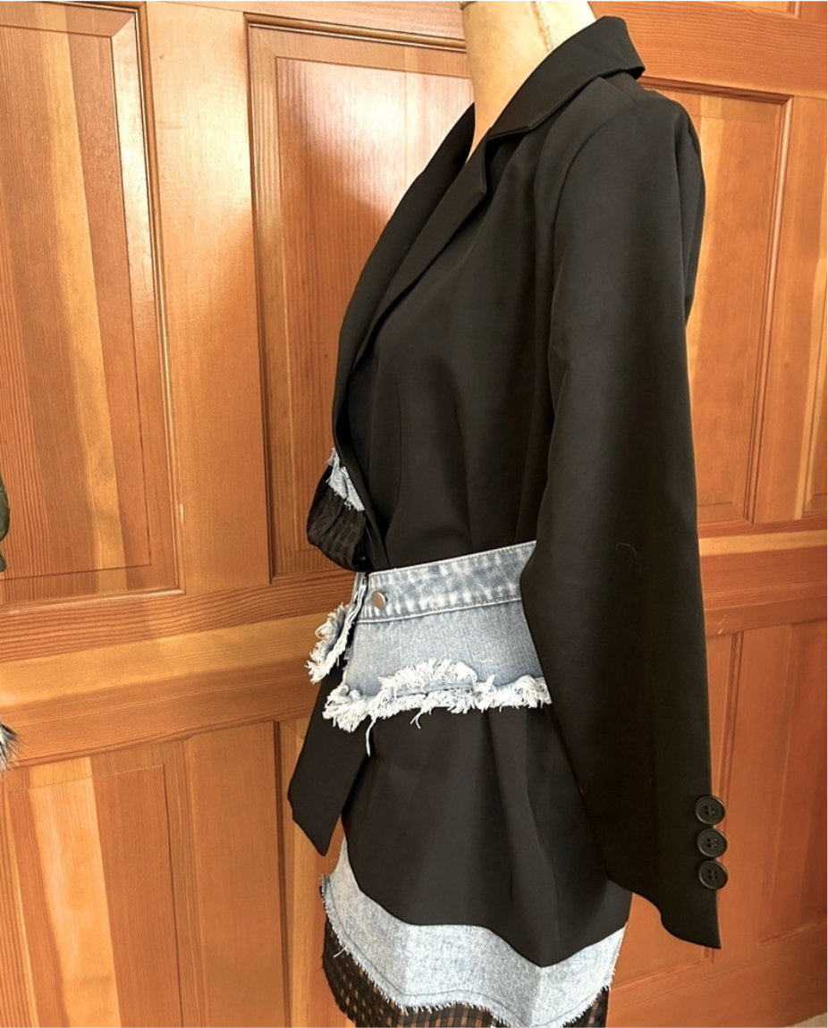 Designer Denim Patchwork Blazer