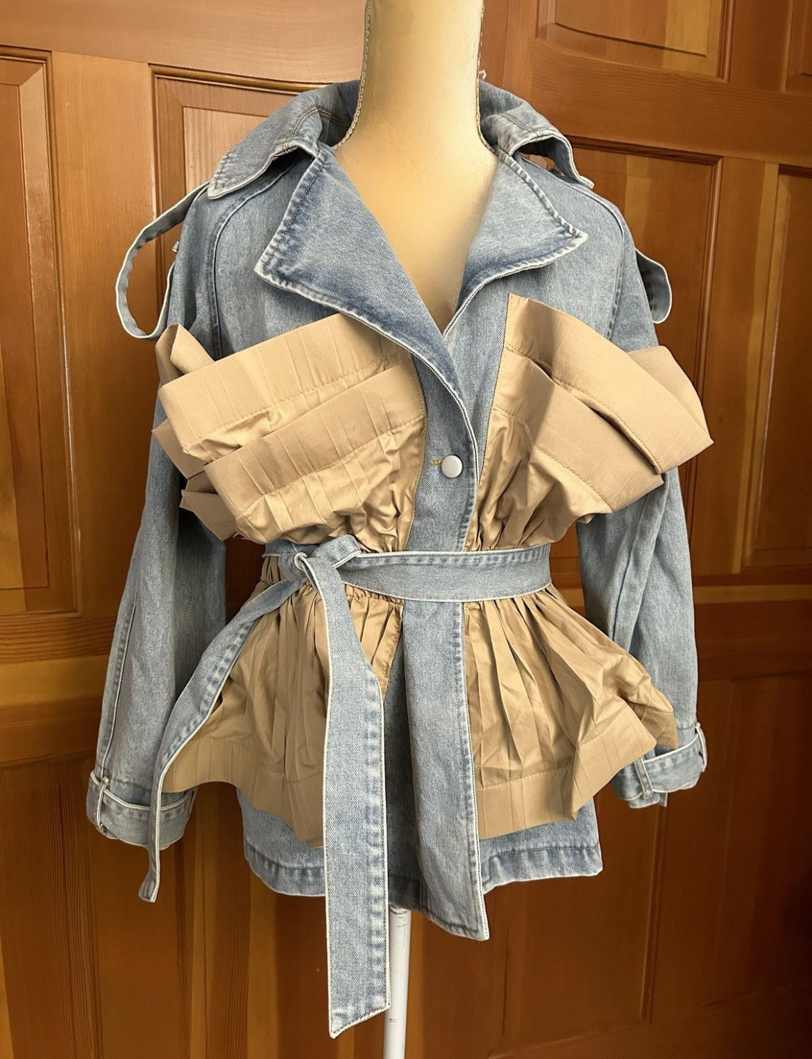 Ruffle Patchwork Denim Jacket