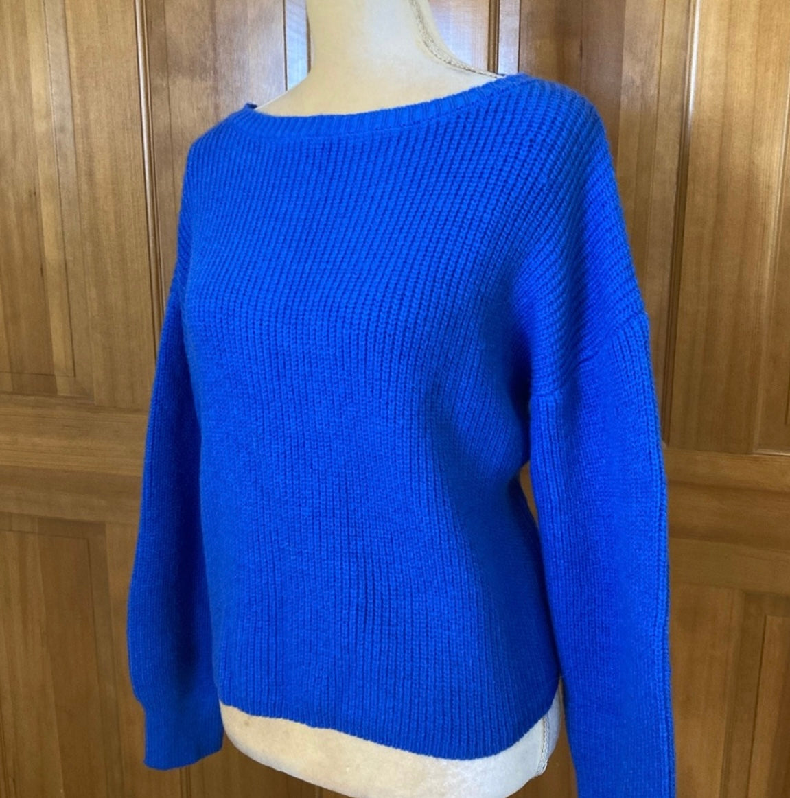 Royal Blue Drop Shoulder Ribbed knit Sweater
